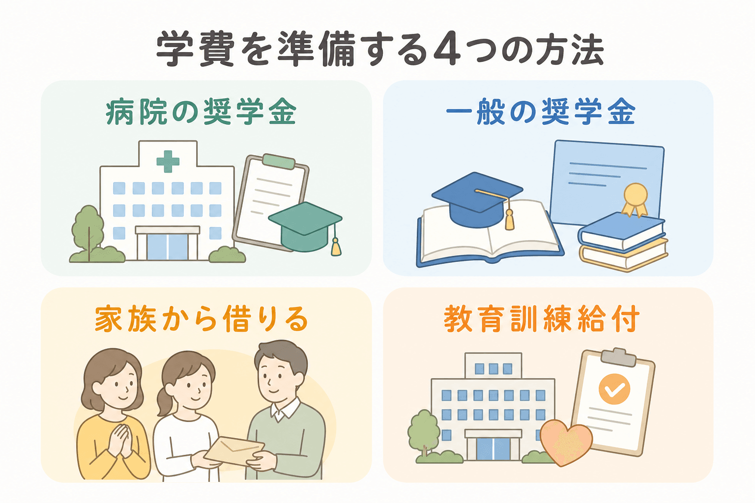 准看護学校の学費を準備する4つの方法