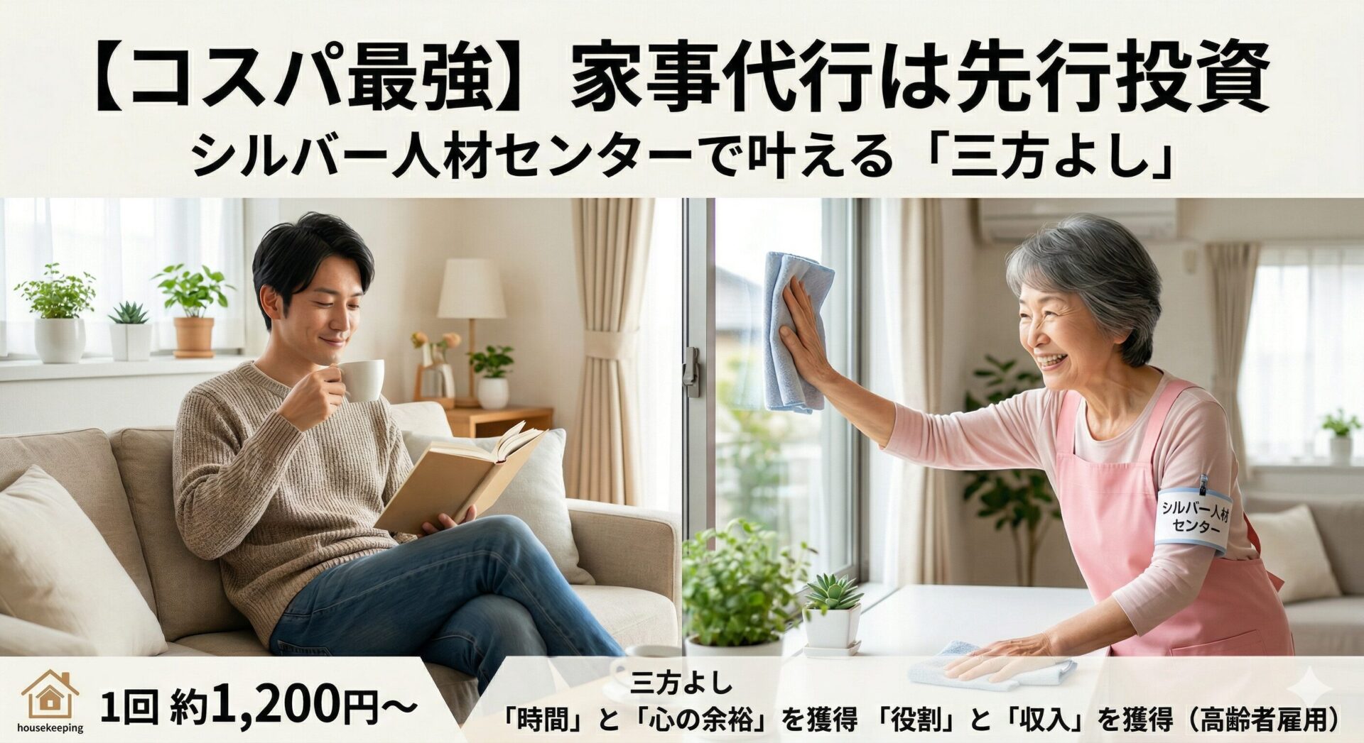 【コスパ最強】早期退職・節約生活の私が「家事代行」を使い続ける理由|シルバー人材センターで叶える三方よしの先行投資