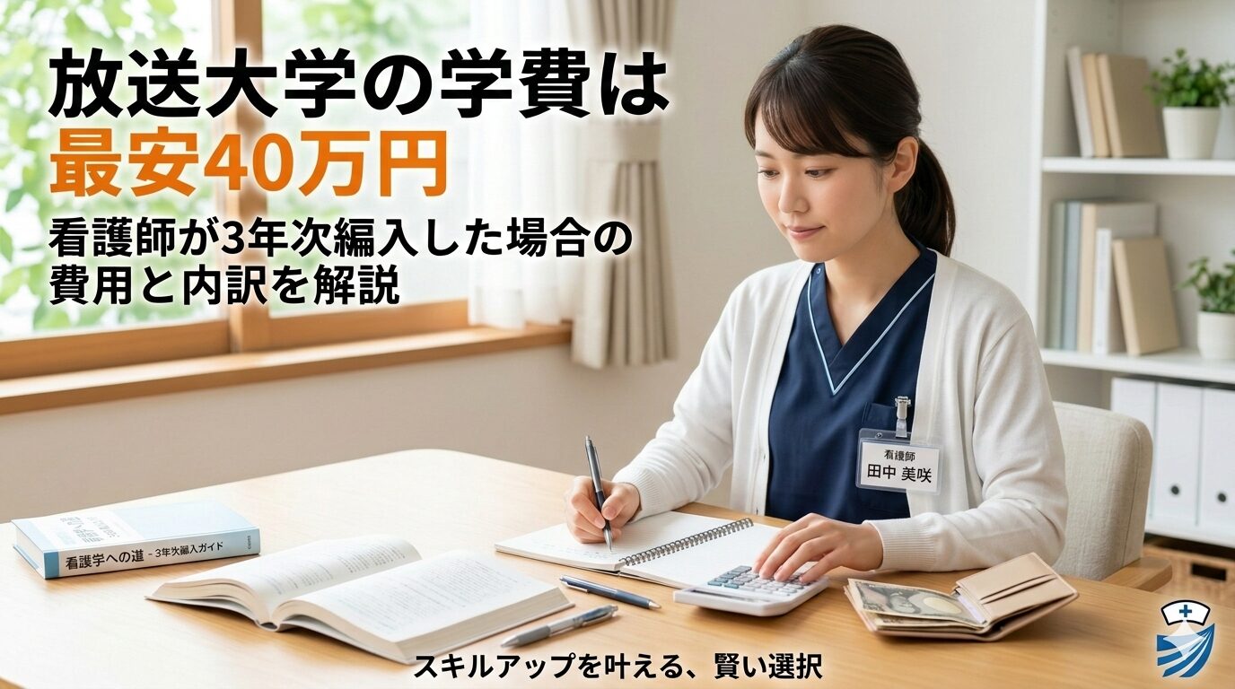 放送大学の学費は最安40万円｜看護師が3年次編入した場合の費用と内訳を解説
