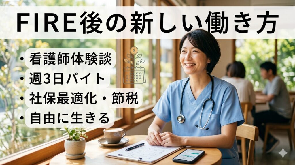 FIRE後の働き方【看護師体験談】週3日バイトで社保最適化・節税・好きな仕事で自由に生きる