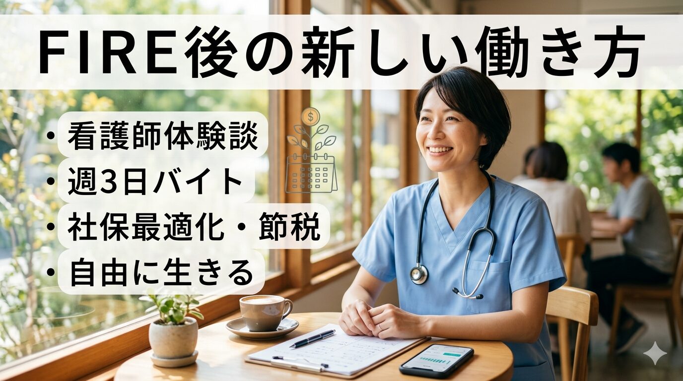 FIRE後の働き方【看護師体験談】週3日バイトで社保最適化・節税・好きな仕事で自由に生きる