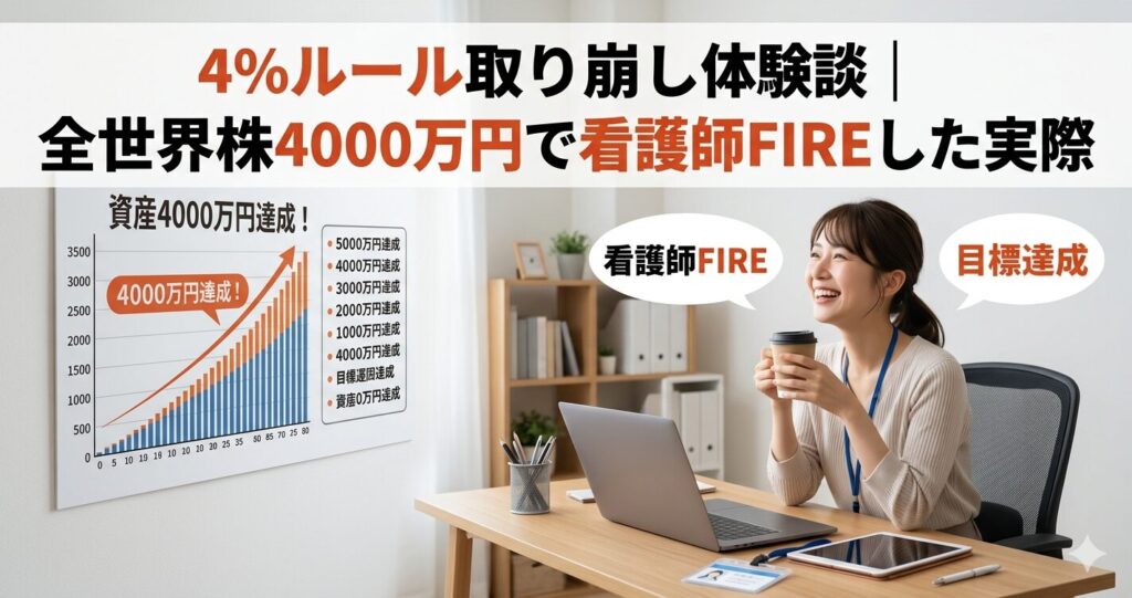 4%ルール取り崩し体験談｜全世界株4000万円で看護師FIREしたリアル