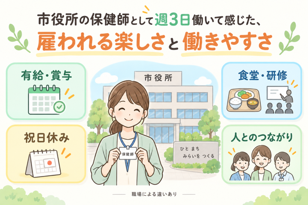 市役所保健師として週3日働くメリットの図